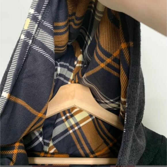 Perfect Peach 90s Grunge Style Hoodie w/ Flannel Peplum- NWOT - Picture 6 of 10